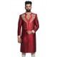 Red Raw Silk Zardozi Hand Embroidered Sherwani