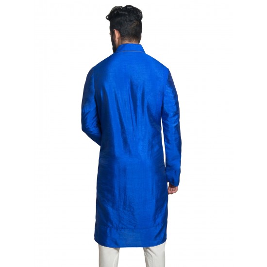 Royal Blue Silk Pleated Kurta