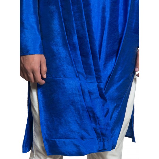 Royal Blue Silk Pleated Kurta