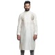 White Chanderi Silk Hand-Embroidered Kurta