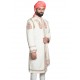 White Matka Linen Zardozi Hand Embroidered Sherwani