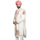 White Matka Linen Zardozi Hand Embroidered Sherwani