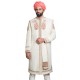 White Matka Linen Zardozi Hand Embroidered Sherwani