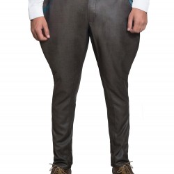Grey Wrinkle Free Contrast Pocket - Jodhpuri Breech Trouser