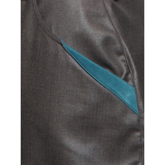 Grey Wrinkle Free Contrast Pocket - Jodhpuri Breech Trouser